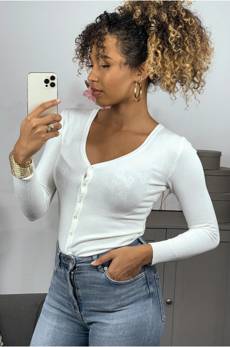 Ecru vest met zeer rekbare tricot, de klassieker - 3