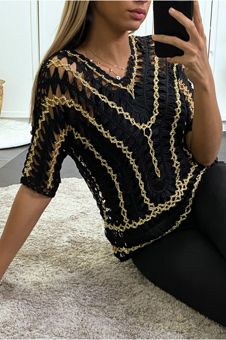 Black mesh and gilding top - 3