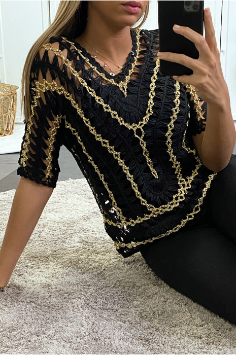 Black mesh and gilding top - 4