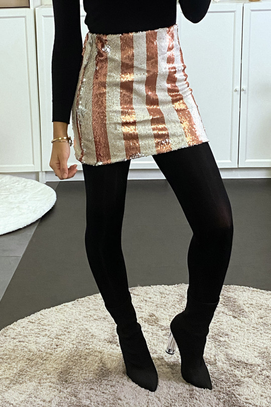 Mini skirt with pink sequin stripe - 2