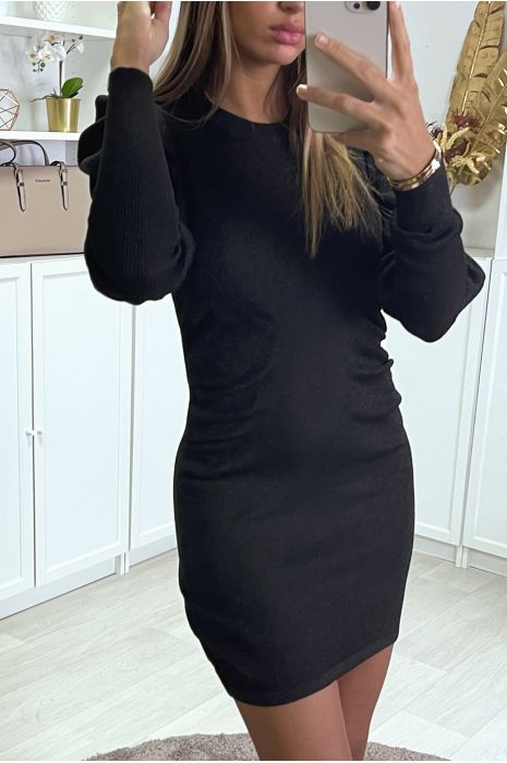 RoSR shiny black sweater gathered on the sides - 4