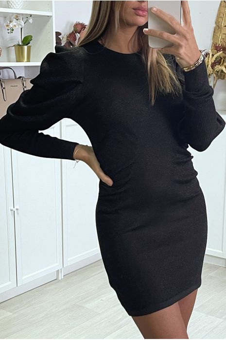 RoSR shiny black sweater gathered on the sides - 5