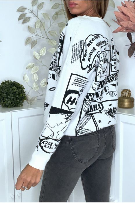 Oversized trui met wit patroon - 1