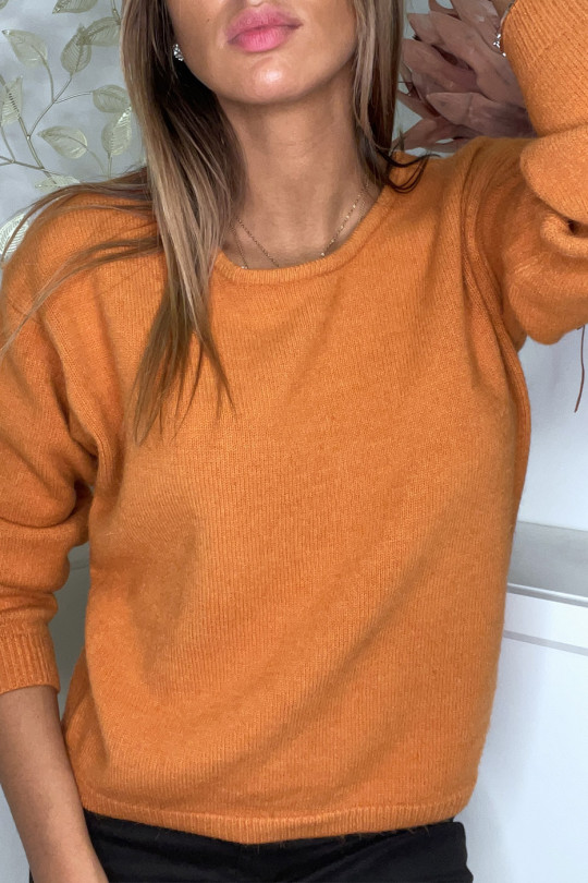 Soft cognac sweater with cords on the back - 1