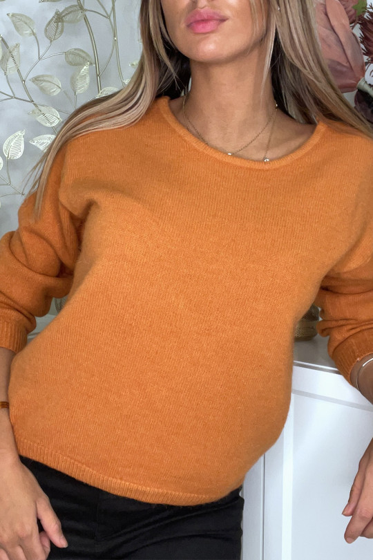 Soft cognac sweater with cords on the back - 2