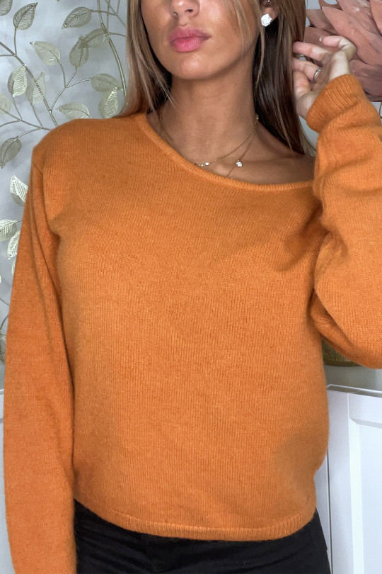 Soft cognac sweater with cords on the back - 7