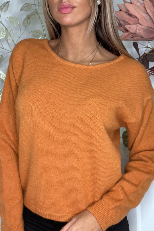 Soft cognac sweater with cords on the back - 8