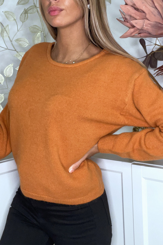 Soft cognac sweater with cords on the back - 9