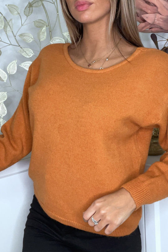 Soft cognac sweater with cords on the back - 10