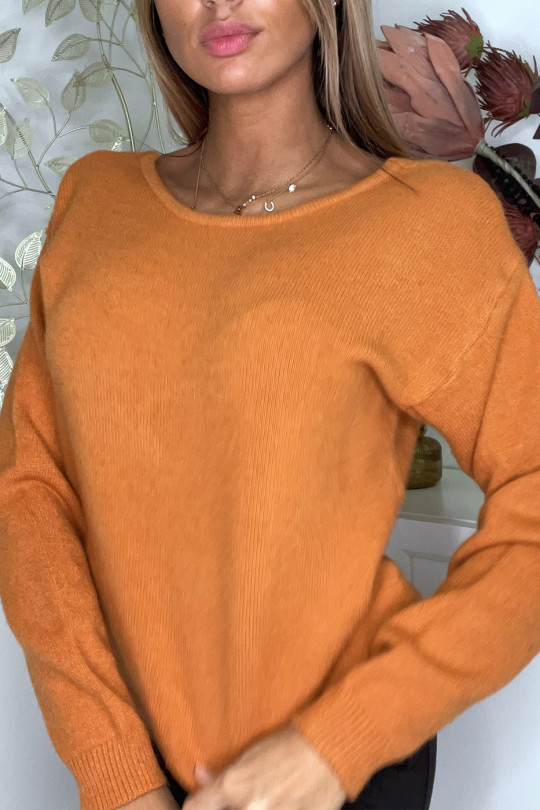 Soft cognac sweater with cords on the back - 11