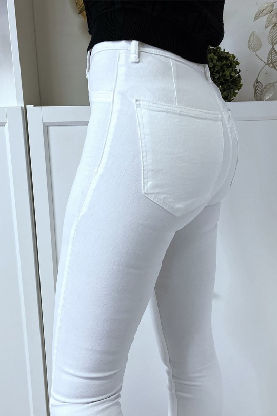 White high waist slim jeans with back pockets - 7