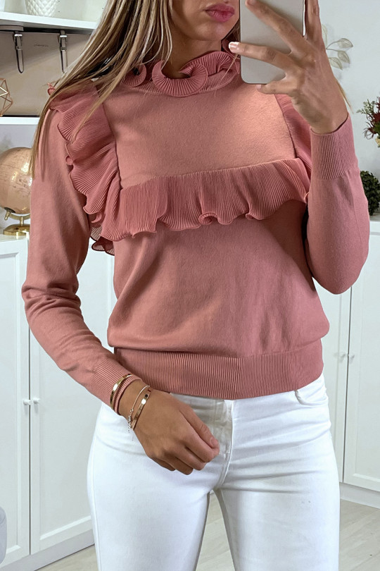 Fuchsia sweater with frill on the front and back - 5