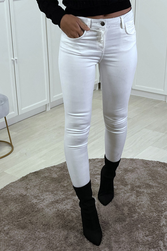 jean slim blanc avec poches - 3