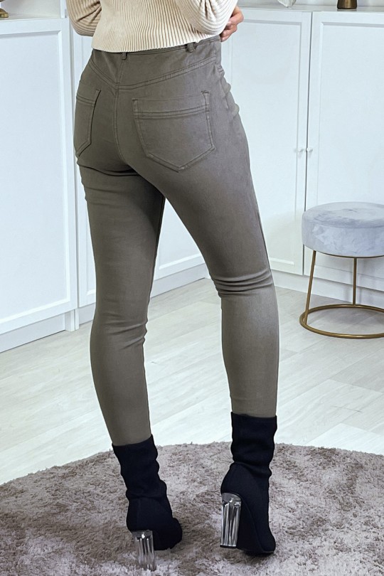 Khaki slim jeans with back pockets - 2
