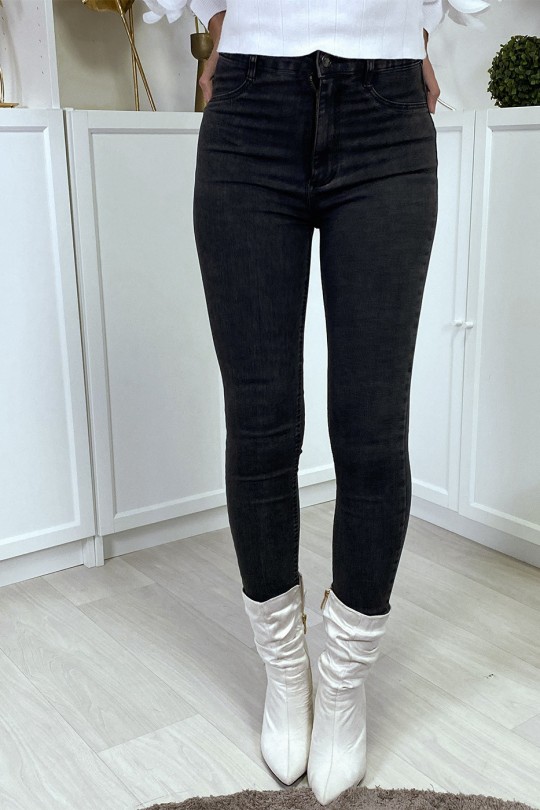 Faded black slim jeans with back pockets - 2