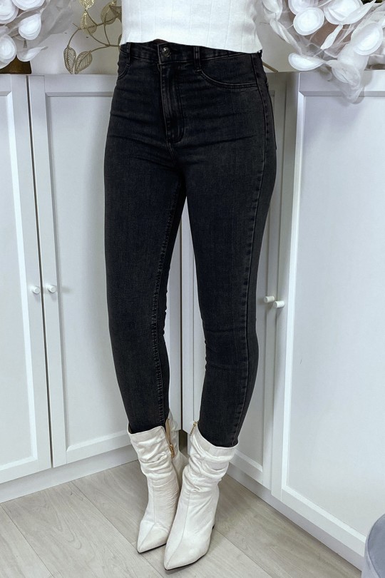 Faded black slim jeans with back pockets - 4