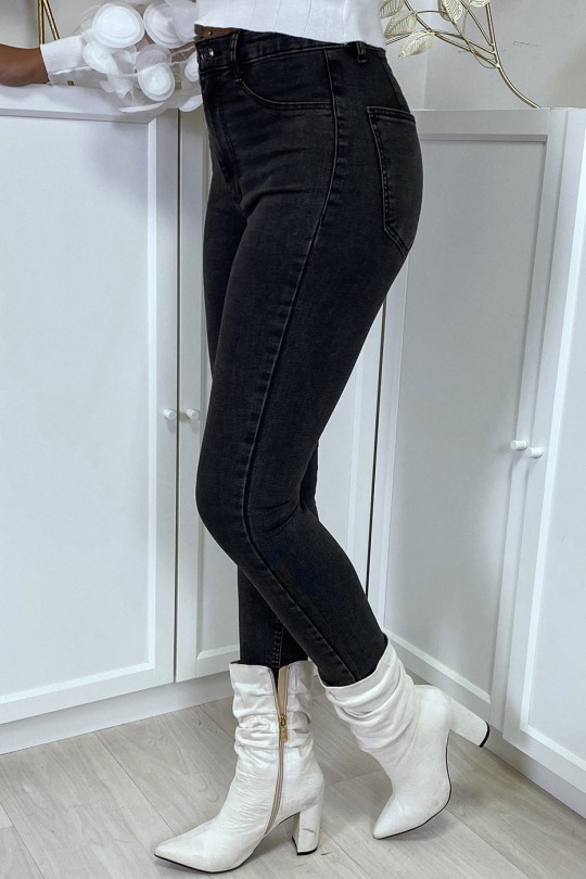 Faded black slim jeans with back pockets - 6