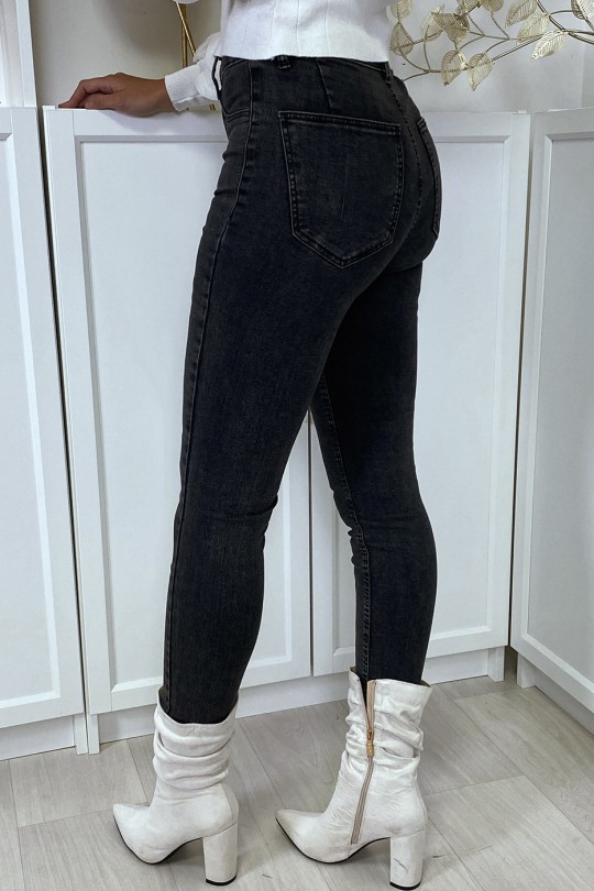 Faded black slim jeans with back pockets - 7