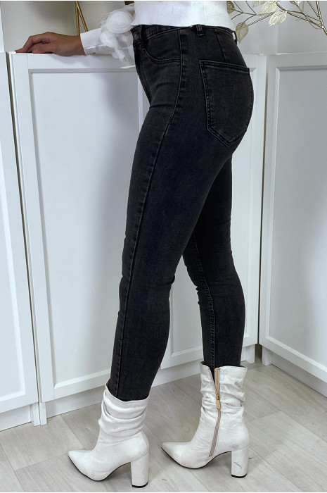 Faded black slim jeans with back pockets - 8