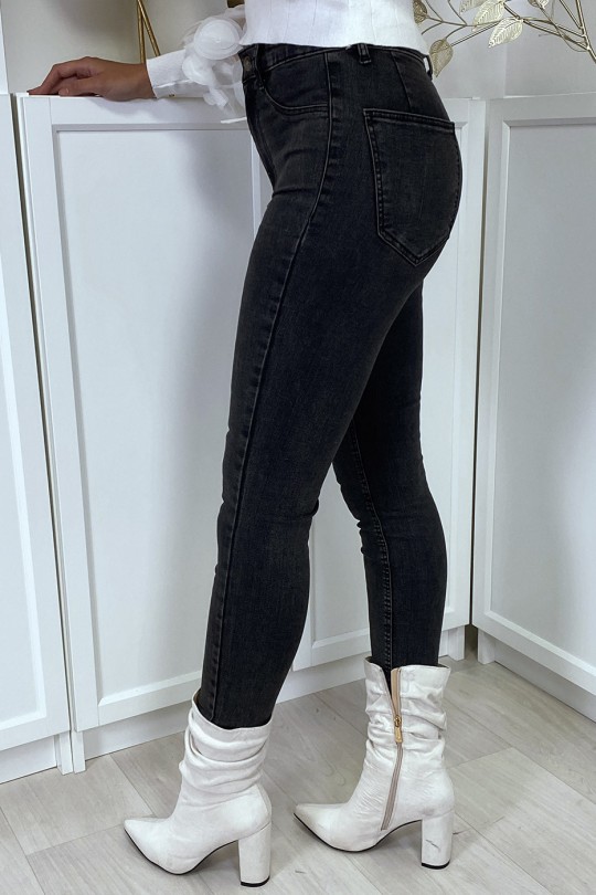 Faded black slim jeans with back pockets - 8