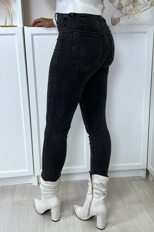 Vervaagde zwarte slimfit jeans met achterzakken - 10