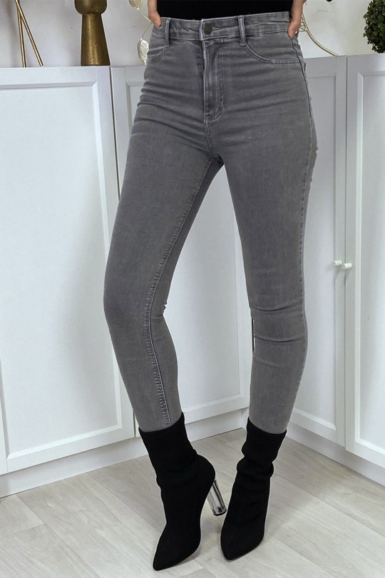 Vervaagde grijze slimfit jeans met achterzakken - 2