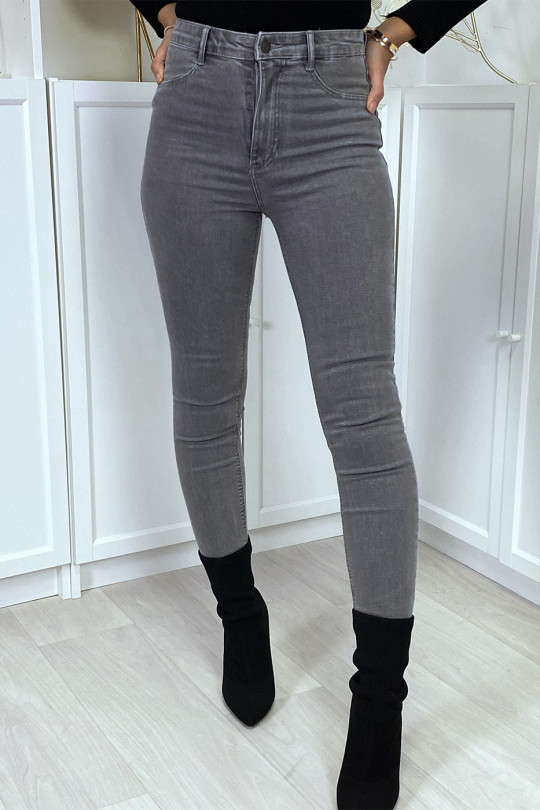 Vervaagde grijze slimfit jeans met achterzakken - 3