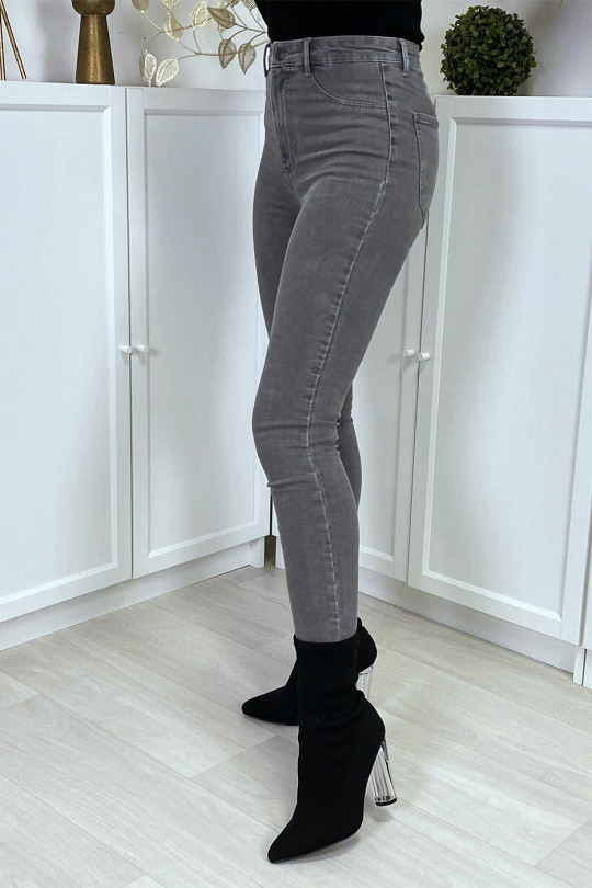 Vervaagde grijze slimfit jeans met achterzakken - 4
