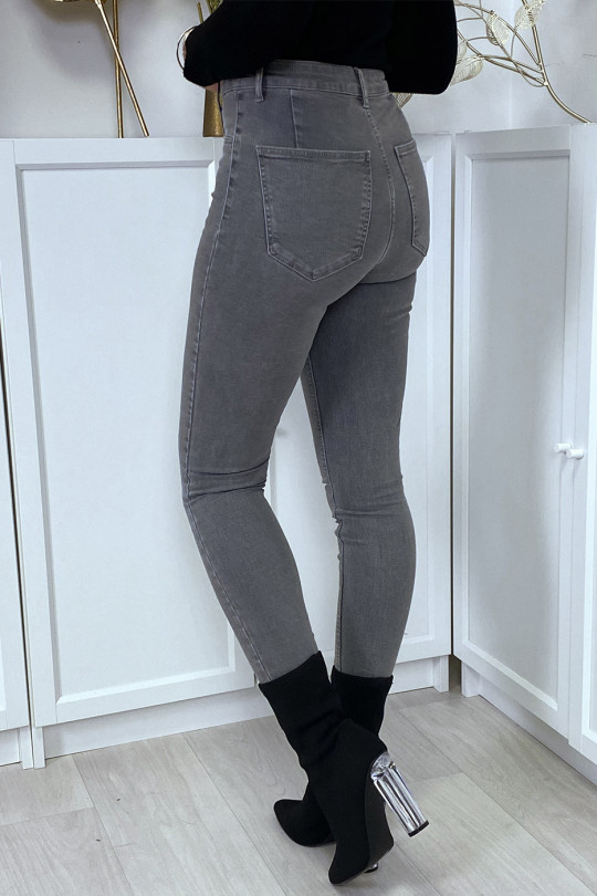 Vervaagde grijze slimfit jeans met achterzakken - 5