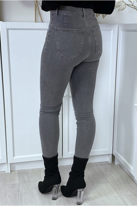 Faded gray slim jeans with back pockets - 6