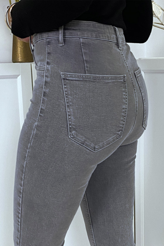 Vervaagde grijze slimfit jeans met achterzakken - 7
