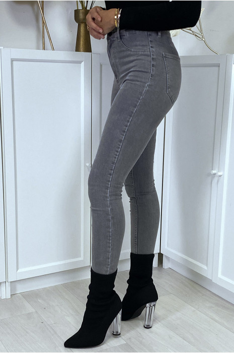 Vervaagde grijze slimfit jeans met achterzakken - 8