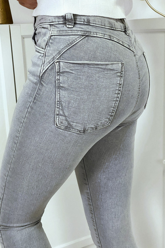 Light gray washed slim jeans with push up effect - 8