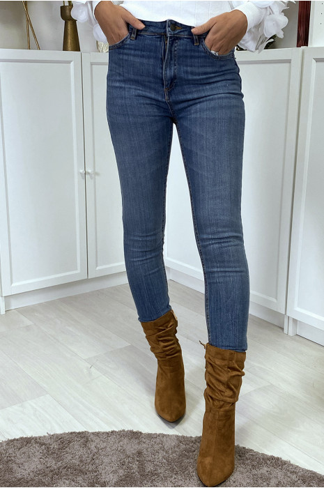 Washed-effect blue slim jeans - 1