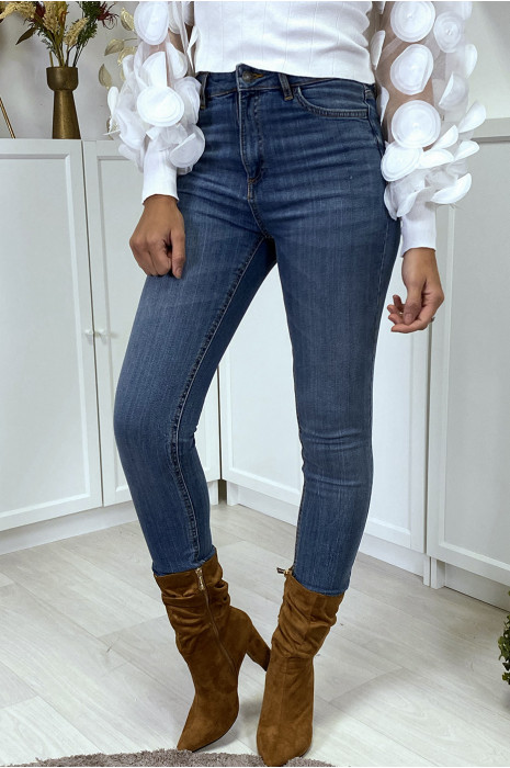 Washed-effect blue slim jeans - 2