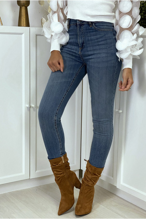 Blauwe slim-fit jeans met gewassen effect - 4