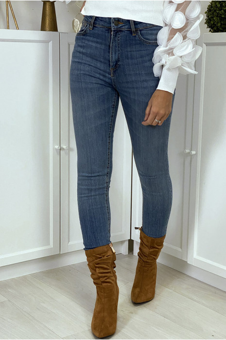 Blauwe slim-fit jeans met gewassen effect - 5