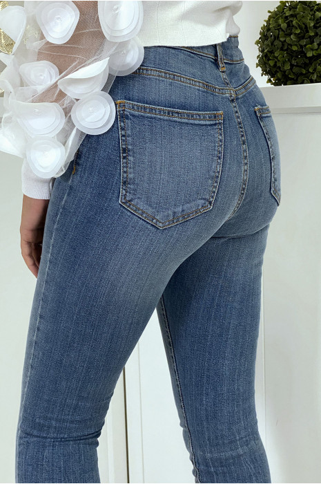 Blauwe slim-fit jeans met gewassen effect - 7