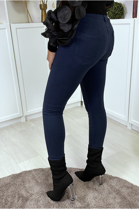 Navy slim fit jeans met zakken - 6