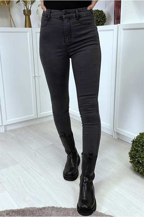 Vervaagde zwarte slimfit jeans met hoge taille - 2