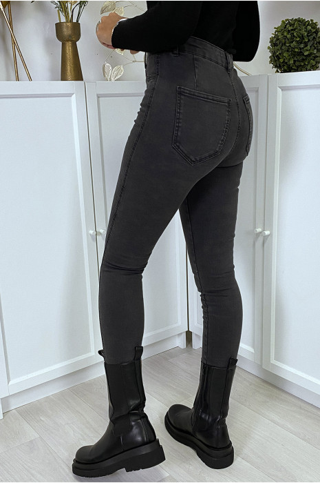 Vervaagde zwarte slimfit jeans met hoge taille - 5