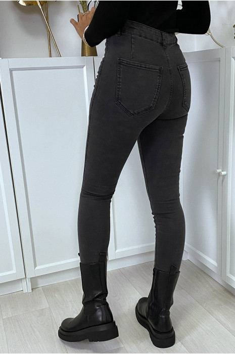 Faded black high waist slim jeans - 6