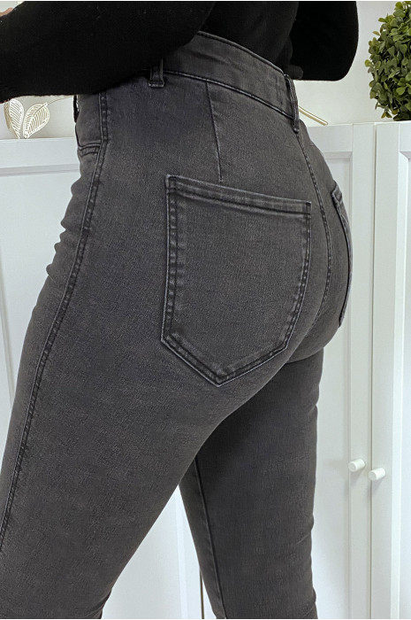 Faded black high waist slim jeans - 7