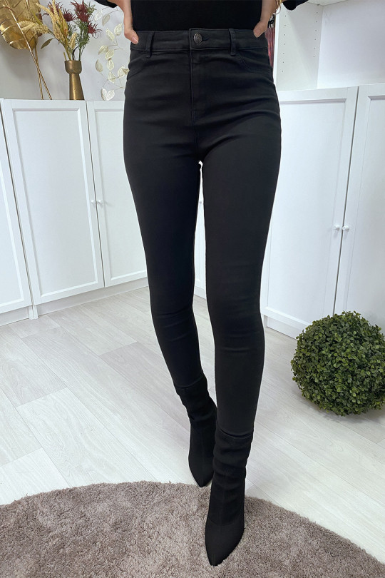 Zwarte slimfit jeans met hoge taille en achterzakken - 2