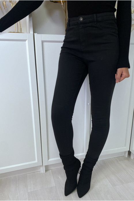 Jean slim noir taille haute à poches arrières - 3