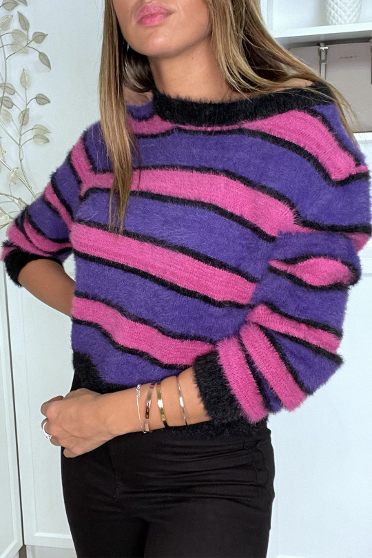 Purple and fuchsia fluffy sweater - 1