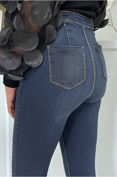 Jean slim brute taille haute avec poches arrières - 1