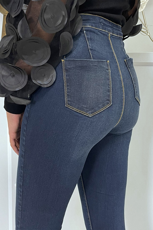 High waist raw slim jeans with back pockets - 1