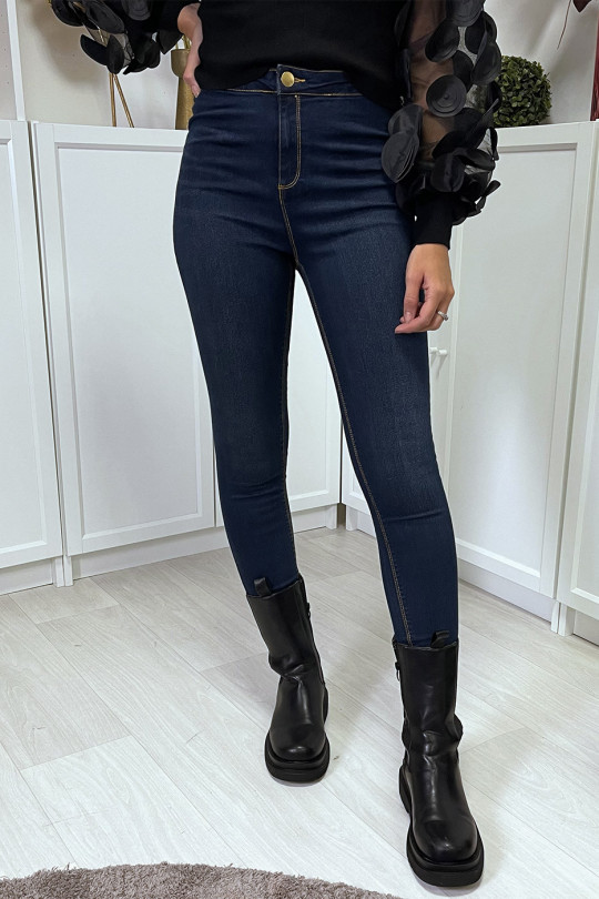 High waist raw slim jeans with back pockets - 8