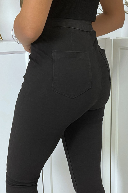 Zwarte slimfit jeans met hoge taille en achterzakken - 1